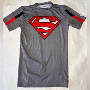 Under Armour Alter Ego Superman Shirt Men’s Medium Gray Compression HeatGear Gym